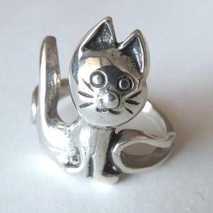 "My Kitty Is Always With Me" Cute Cat Sterling Silver Ring